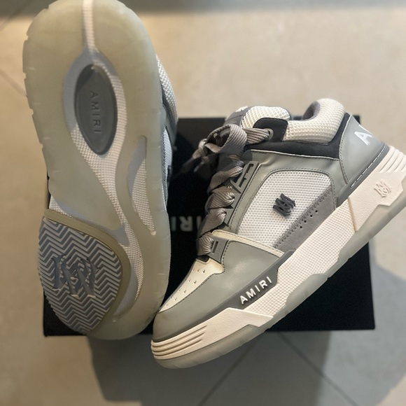 AMIRI Gray and White High-Top Sneakers - Picture 1 of 8